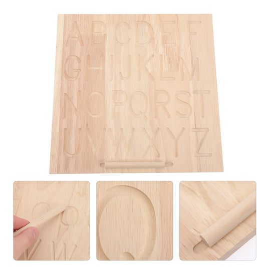 Wooden Calligraphy Board Double Sided Alphabet Tracing Letters Practicing Toy Kids Educational Playthings Math Learning