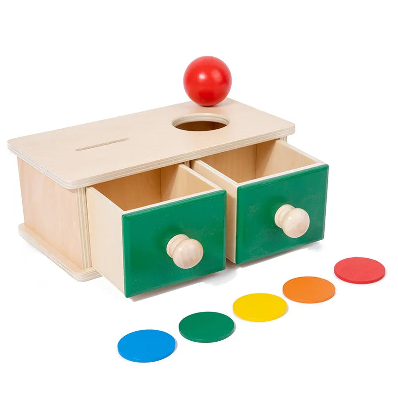 1-3 Years Wooden Montessori Baby Toys Object Permanence Coin Box Ball Drop Sensory Fine Motor Skills Trainin Early Education Toy