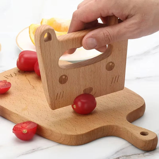 Wooden Montessori Knife Kids Cooking Toys Educational Safe Knives Cut Fruit Basic Toys & Life Skills Kitchen Tools for Toddlers