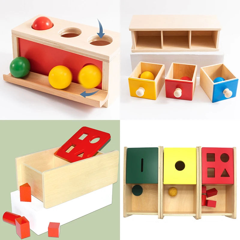 1-3 Years Wooden Montessori Baby Toys Object Permanence Coin Box Ball Drop Sensory Fine Motor Skills Trainin Early Education Toy