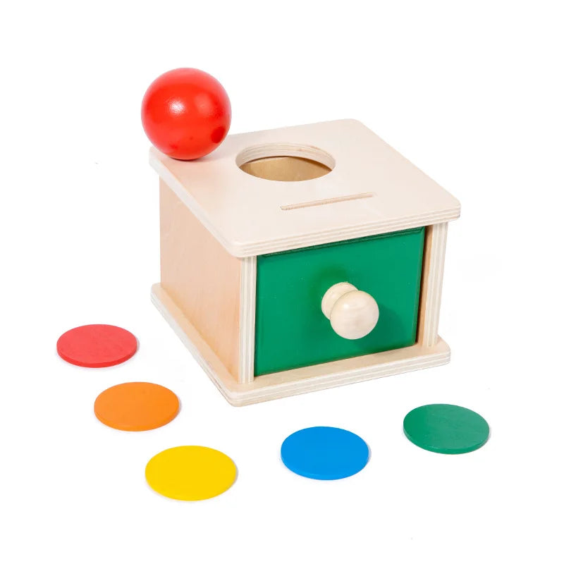 1-3 Years Wooden Montessori Baby Toys Object Permanence Coin Box Ball Drop Sensory Fine Motor Skills Trainin Early Education Toy