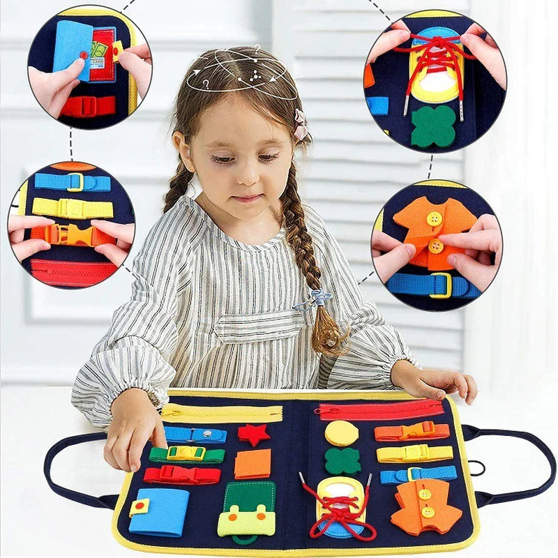 New Busy Book Children'S Busy Board Dressing and Buttoning Learning Baby Early Education Preschool Sensory Learning Toy