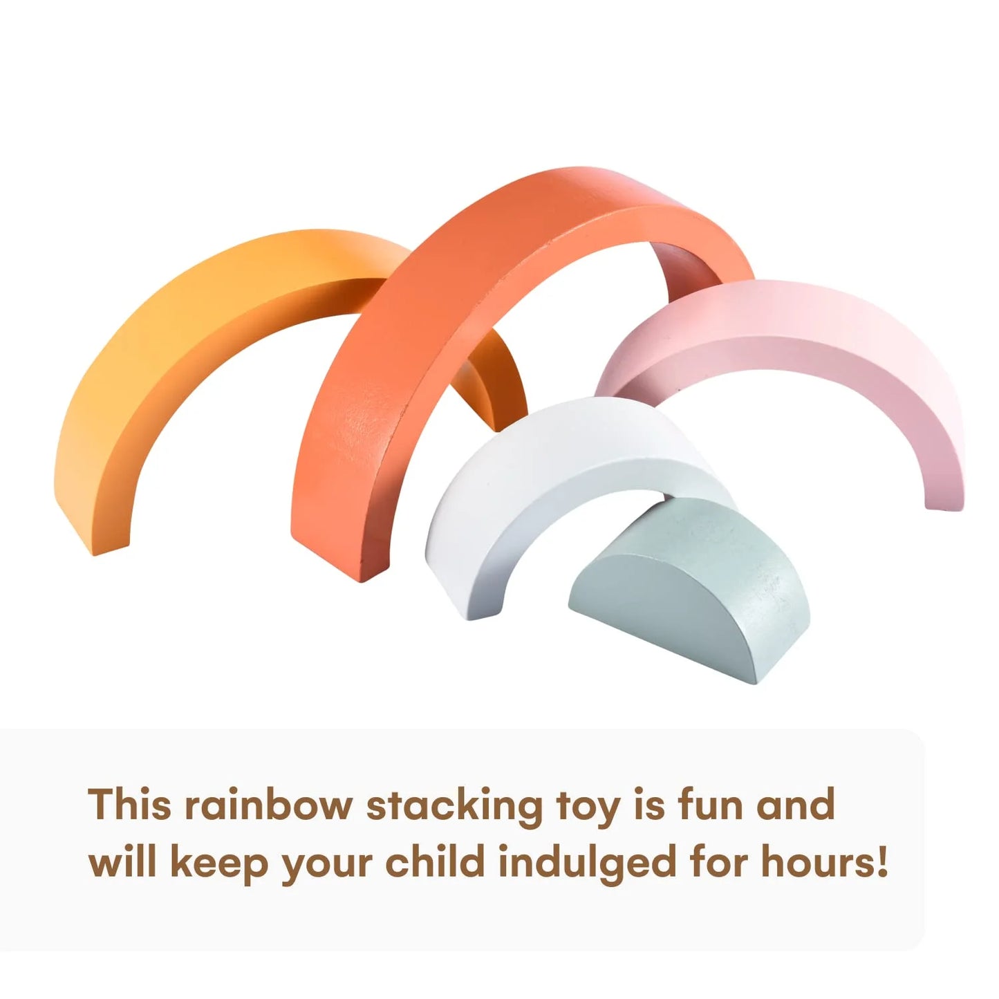 Wooden Rainbow Stacking Toy - Montessori Rainbow Nesting Puzzle - Building Block