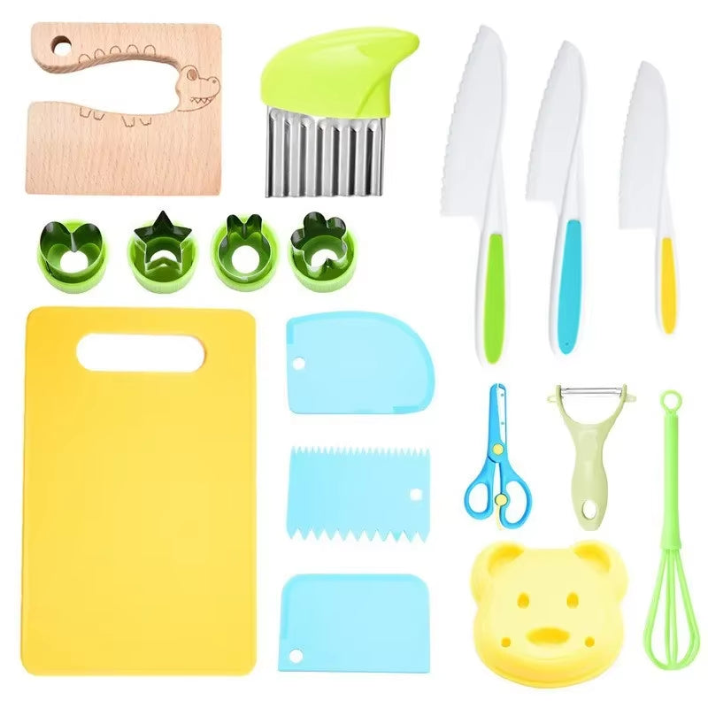 Real Cooking Toddler Children Cooking Set Early Learning Kitchen Tools Safety Knives without Hands Fruit Supplementary Food Set