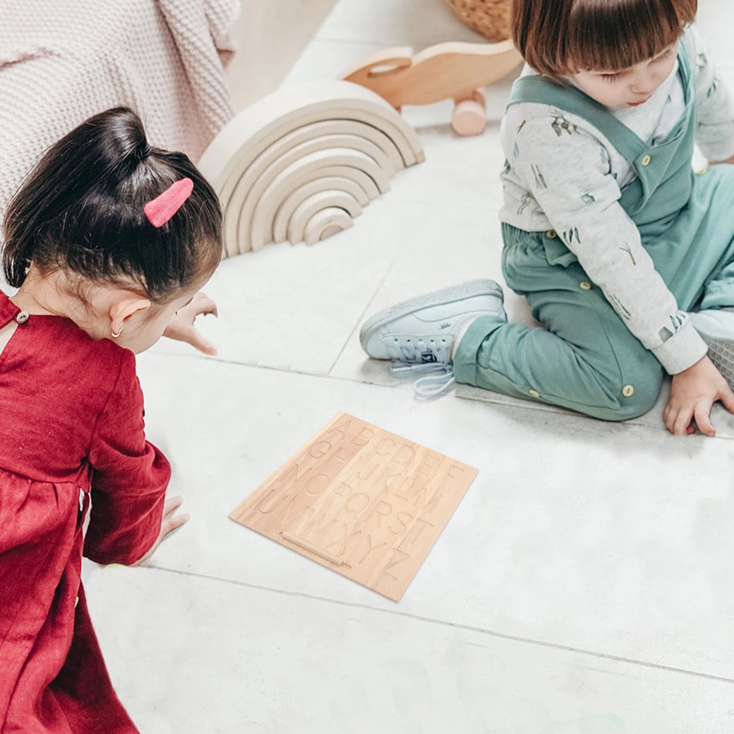 Wooden Calligraphy Board Double Sided Alphabet Tracing Letters Practicing Toy Kids Educational Playthings Math Learning