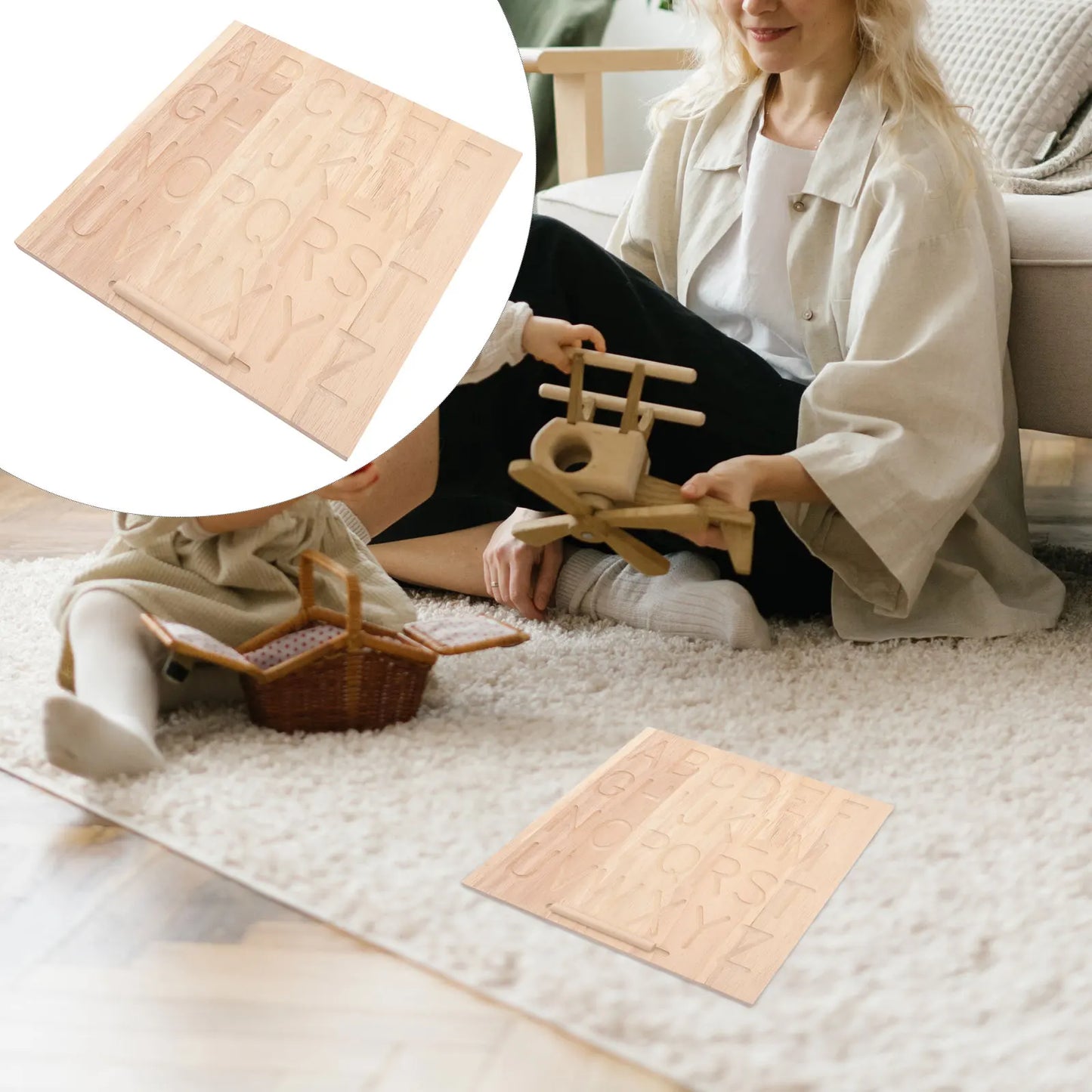 Wooden Calligraphy Board Double Sided Alphabet Tracing Letters Practicing Toy Kids Educational Playthings Math Learning