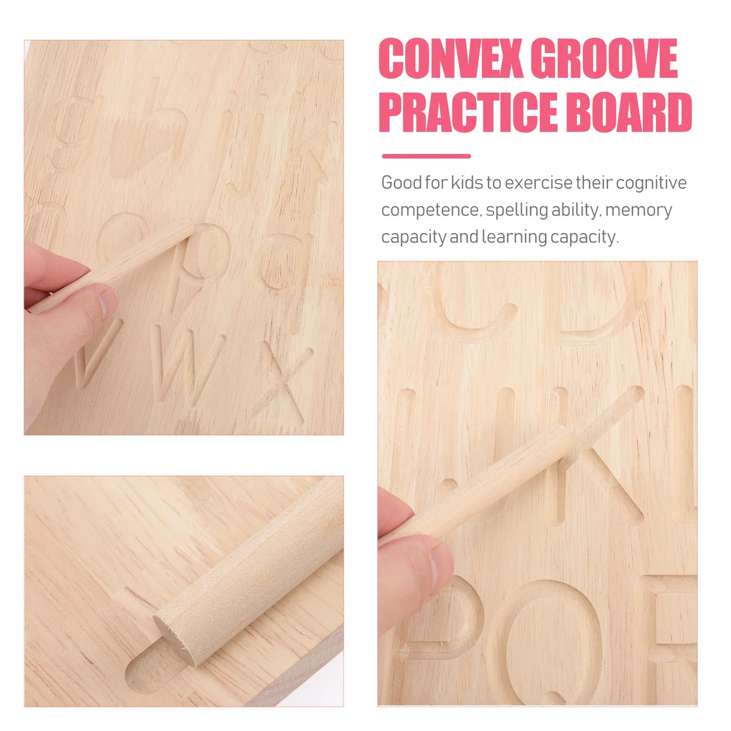 Wooden Calligraphy Board Double Sided Alphabet Tracing Letters Practicing Toy Kids Educational Playthings Math Learning
