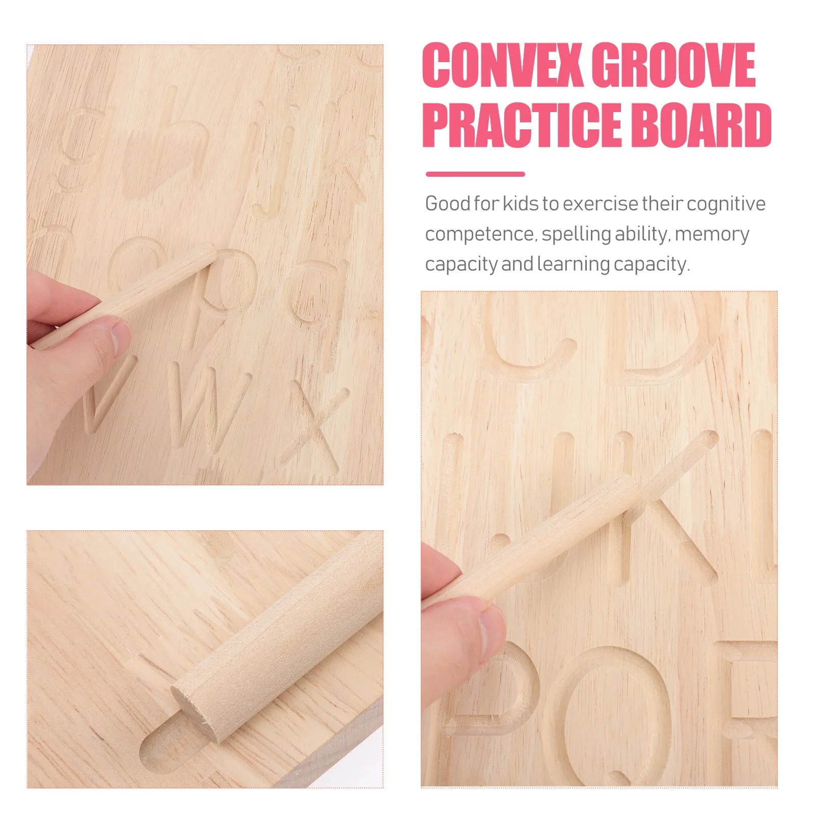 Wooden Calligraphy Board Double Sided Alphabet Tracing Letters Practicing Toy Kids Educational Playthings Math Learning