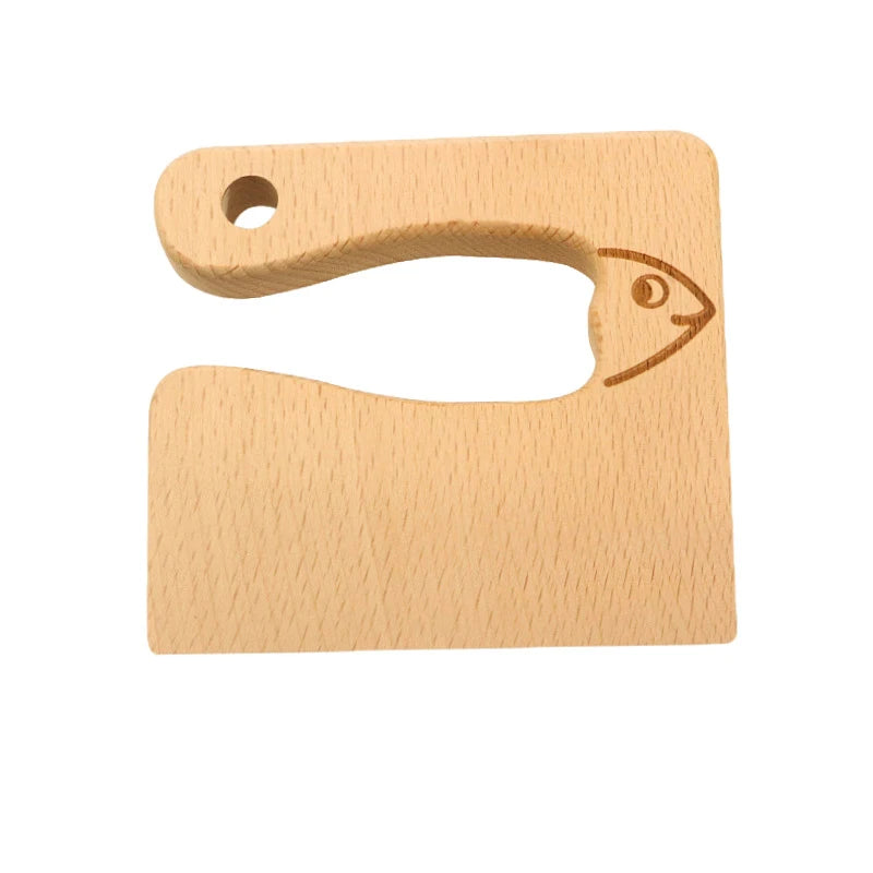 Wooden Montessori Knife Kids Cooking Toys Educational Safe Knives Cut Fruit Basic Toys & Life Skills Kitchen Tools for Toddlers