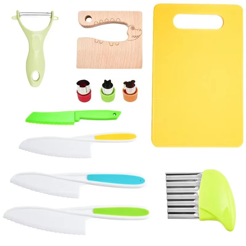 Real Cooking Toddler Children Cooking Set Early Learning Kitchen Tools Safety Knives without Hands Fruit Supplementary Food Set