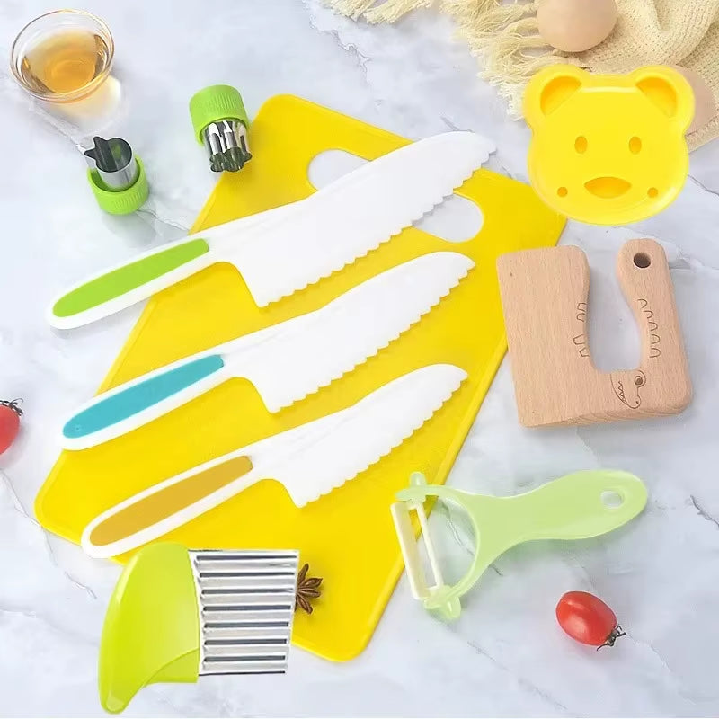 Real Cooking Toddler Children Cooking Set Early Learning Kitchen Tools Safety Knives without Hands Fruit Supplementary Food Set